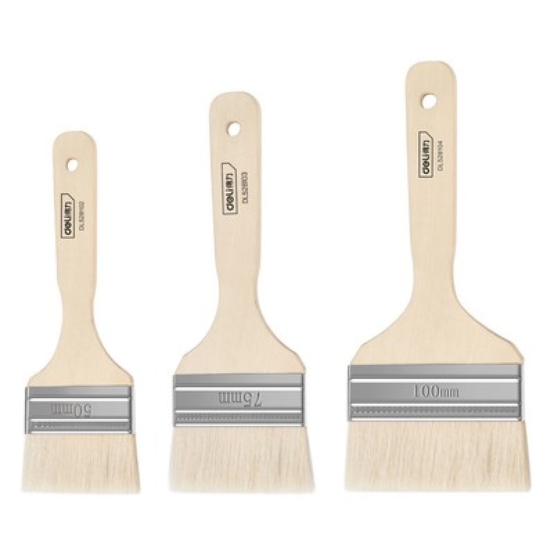 DELI DELI σετ πινέλα βαφής DL528101 με φυσικές τρίχες, ξύλινη λαβή, 50/75/100mm, 3τμχ