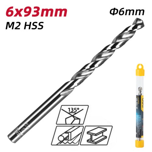 DELI DELI τρυπάνι DL16060G για μέταλλο, M2 HSS, 6x93mm, κυλινδρικό