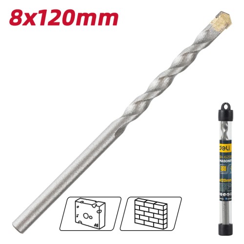 DELI DELI τρυπάνι DH-JGZ080-E1 για τοίχο, 40Cr YG6, 8x120mm, κυλινδρικό