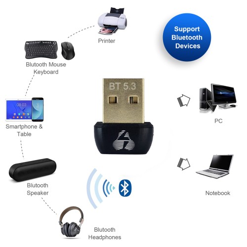Powertech POWERTECH USB Bluetooth 5.3 αντάπτορας PT-1451 με εμβέλεια έως 20m
