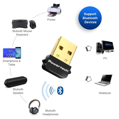 Powertech POWERTECH USB Bluetooth 5.1 αντάπτορας PT-1452 με εμβέλεια έως 20m