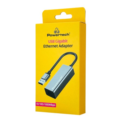 Powertech POWERTECH αντάπτορας δικτύου PT-1454, USB, 1000Mbps Ethernet, γκρι