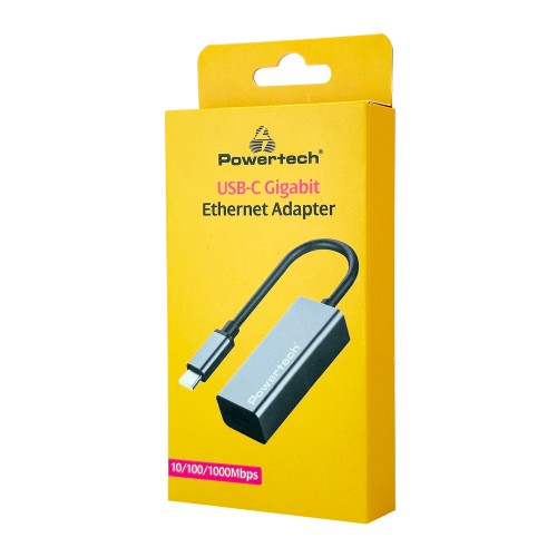 Powertech POWERTECH αντάπτορας δικτύου PT-1455, USB-C, 1000Mbps Ethernet, γκρι