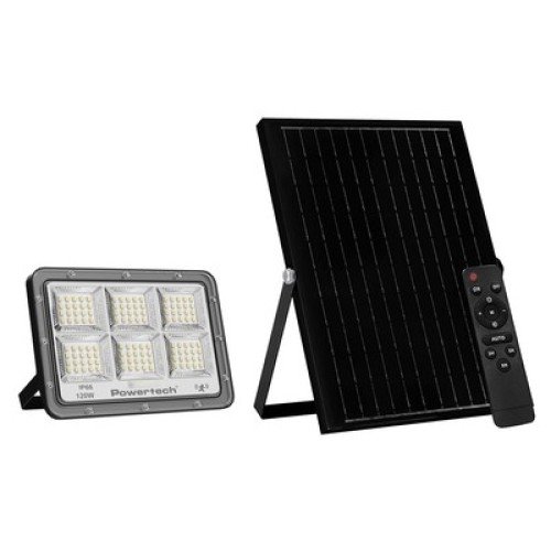 Powertech POWERTECH LED ηλιακός προβολέας PT-1457 με τηλεχειριστήριο, αισθητήρας κίνησης, 120W, 4000K, 1500lm, IP66