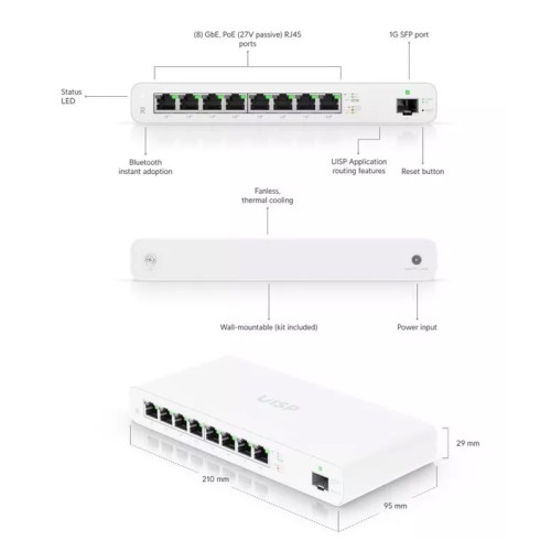 UBIQUITI UBIQUITI router UISP-R, 8x Gigabit Ethernet Θύρες, 1000Mbps, PoE 30W