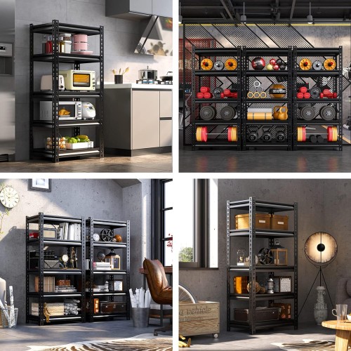 HOME USE HOME USE μεταλλική ραφιέρα HUH-0248 με 5 ράφια, 90x40x183cm, μαύρη