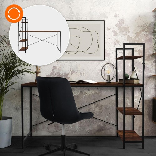 HOME USE HOME USE γραφείο HUH-0249 με ραφιέρα, 120x60x122cm, καφέ/μαύρο