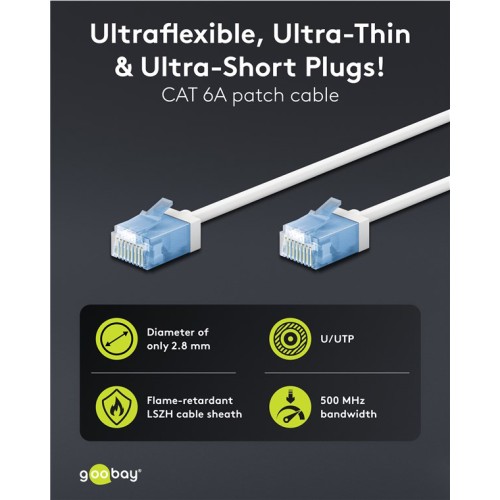 GOOBAY GOOBAY καλώδιο δικτύου 74301, CAT 6A U/UTP, ultra slim, copper, 500MHz, 10m, λευκό