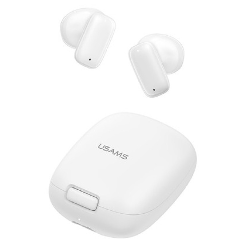 USAMS USAMS earphones με θήκη φόρτισης ID25, TWS, Φ13mm, 30/230mAh, λευκά