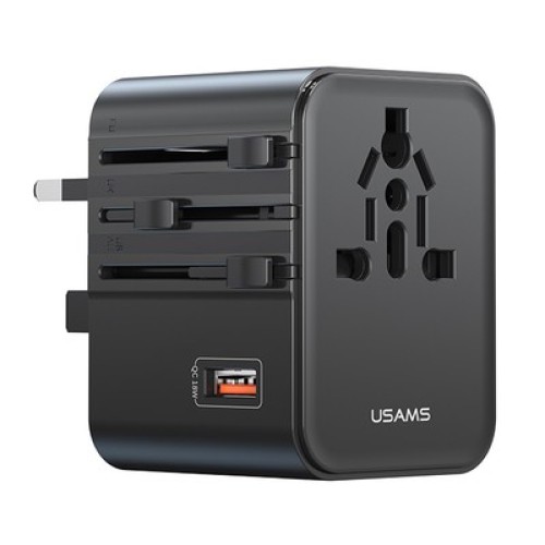 USAMS USAMS φορτιστής/αντάπτορας πρίζας CC309, USB & 2x USB-C, universal, 25W, μαύρος