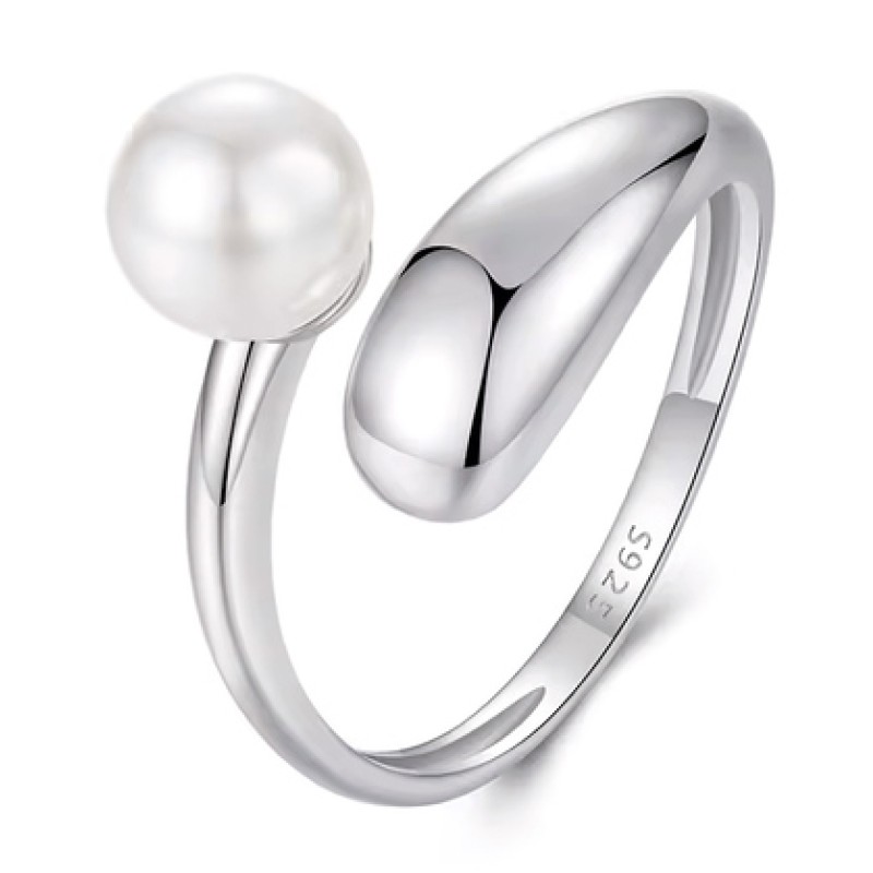 BAMOER BAMOER δαχτυλίδι BSR662-E με πέρλα, ανοιγόμενο, ασήμι 925, ασημί