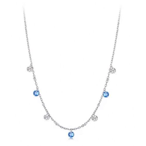 BAMOER BAMOER κολιέ BSN428 με κυβική ζιρκόνια, ασήμι 925, ασημί/μπλε