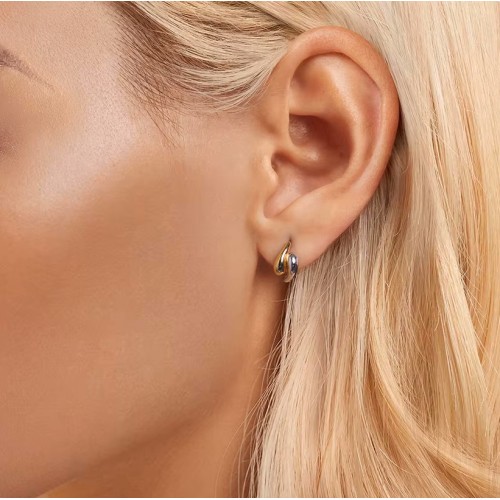 BAMOER BAMOER σκουλαρίκια κρίκοι BSE1139, ασήμι 925, χρυσό/ασημί