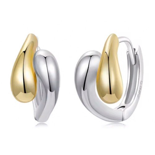 BAMOER BAMOER σκουλαρίκια κρίκοι BSE1139, ασήμι 925, χρυσό/ασημί