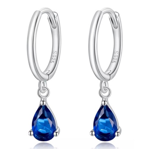 BAMOER BAMOER σκουλαρίκια κρίκοι SCE1018-BU με κυβική ζιρκόνια, ασήμι 925, μπλε
