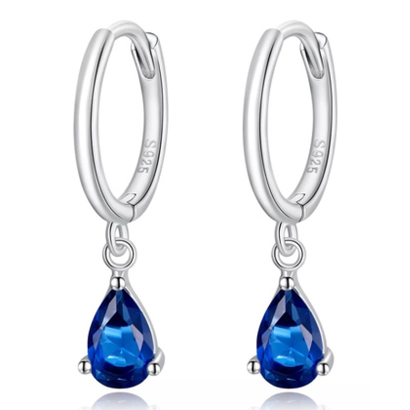 BAMOER BAMOER σκουλαρίκια κρίκοι SCE1018-BU με κυβική ζιρκόνια, ασήμι 925, μπλε