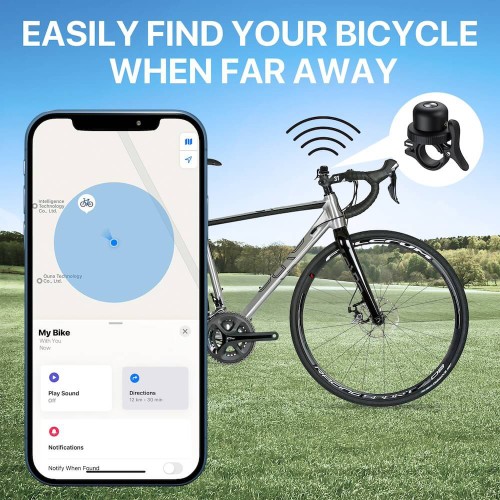 MILI MILI κουδούνι ποδηλάτου με smart tag MiTag Duo, iOS & Android, Bluetooth tracker, μαύρο/λευκό