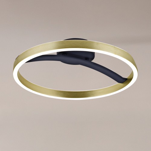 Powertech POWERTECH LED φωτιστικό οροφής HLL-0199, 29W, 4000K, Φ38x10cm, χρυσό/μαύρο