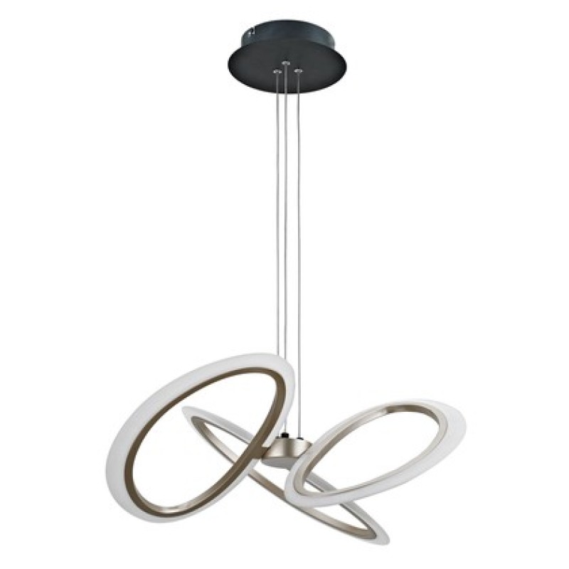 Powertech POWERTECH LED φωτιστικό οροφής HLL-0205, 40W, 4000K, Φ53x120cm, οπάλ χρυσό/μαύρο