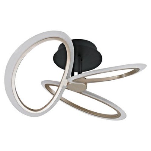 Powertech POWERTECH LED φωτιστικό οροφής HLL-0206, 40W, 4000K, Φ53x26cm, οπάλ χρυσό/μαύρο