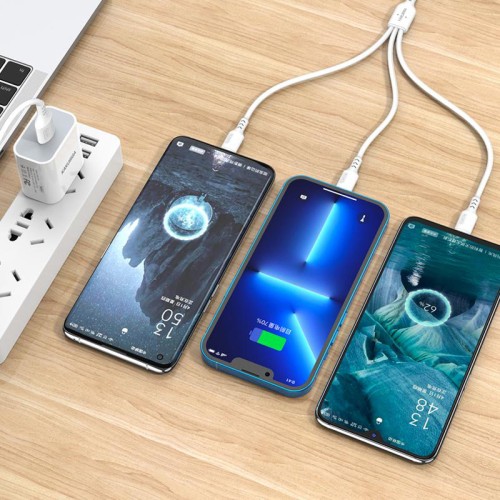 KAKUSIGA KAKUSIGA καλώδιο USB σε USB-C/Lightning/Micro USB KSC-997, 5A, 1.2m, λευκό