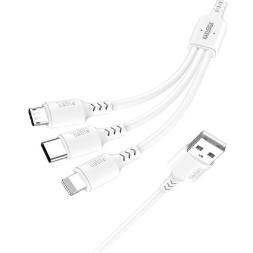 KAKUSIGA KAKUSIGA καλώδιο USB σε USB-C/Lightning/Micro USB KSC-997, 5A, 1.2m, λευκό