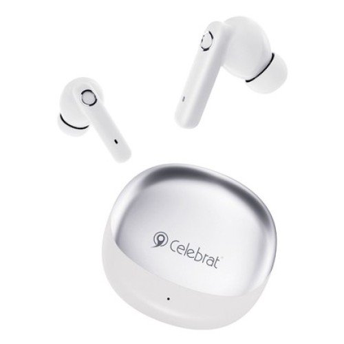 CELEBRAT CELEBRAT earphones με θήκη φόρτισης W71, True Wireless, 10mm, 30/200mAh, λευκά