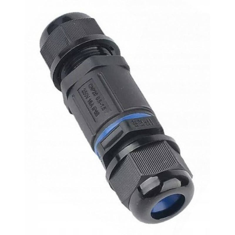 Powertech POWERTECH αδιάβροχος σύνδεσμος καλωδίων τροφοδοσίας TOOL-0112, 3pin, IP68, μαύρος