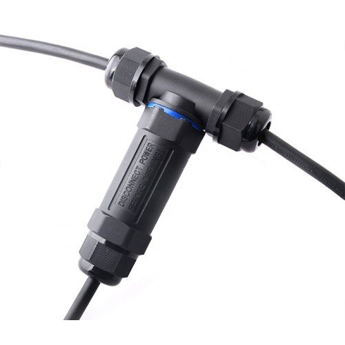 Powertech POWERTECH αδιάβροχος σύνδεσμος καλωδίων τροφοδοσίας TOOL-0113, τύπου ταφ, 3pin, IP68, μαύρος