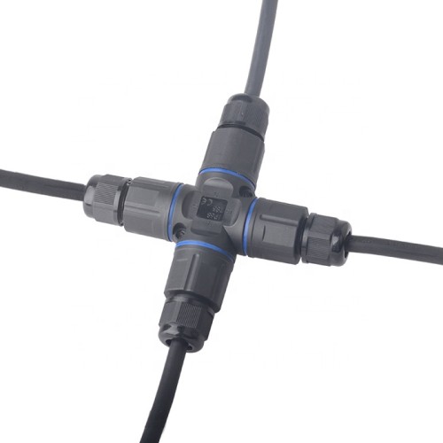 Powertech POWERTECH αδιάβροχος σύνδεσμος καλωδίων τροφοδοσίας TOOL-0114, τύπου σταυρός, 3pin, IP68, μαύρος