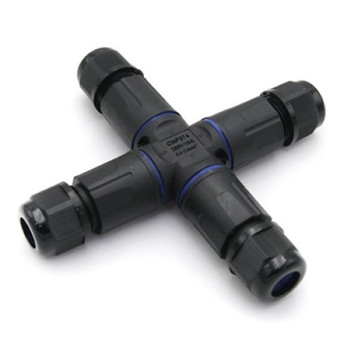 Powertech POWERTECH αδιάβροχος σύνδεσμος καλωδίων τροφοδοσίας TOOL-0114, τύπου σταυρός, 3pin, IP68, μαύρος