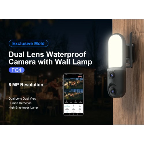 VSTARCAM VSTARCAM smart κάμερα FC4 με φωτισμό, dual lens, 3MP, WiFi, SD, PTZ, IP66