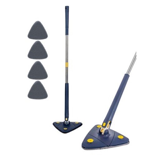 HOME USE HOME USE τριγωνική σφουγγαρίστρα HUH-0257 με 4x πανιά μικροϊνών, προσαρμόσιμο ύψος, μπλε