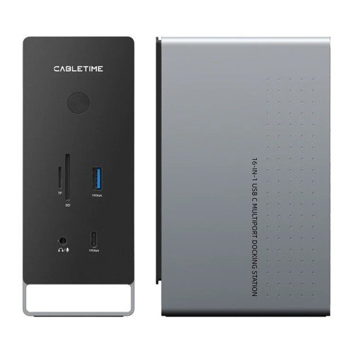 CABLETIME CABLETIME docking station CT-DK181-AG, 16 θυρών, USB-C σύνδεση, 100W PD, 1000Mbps, MST, γκρι
