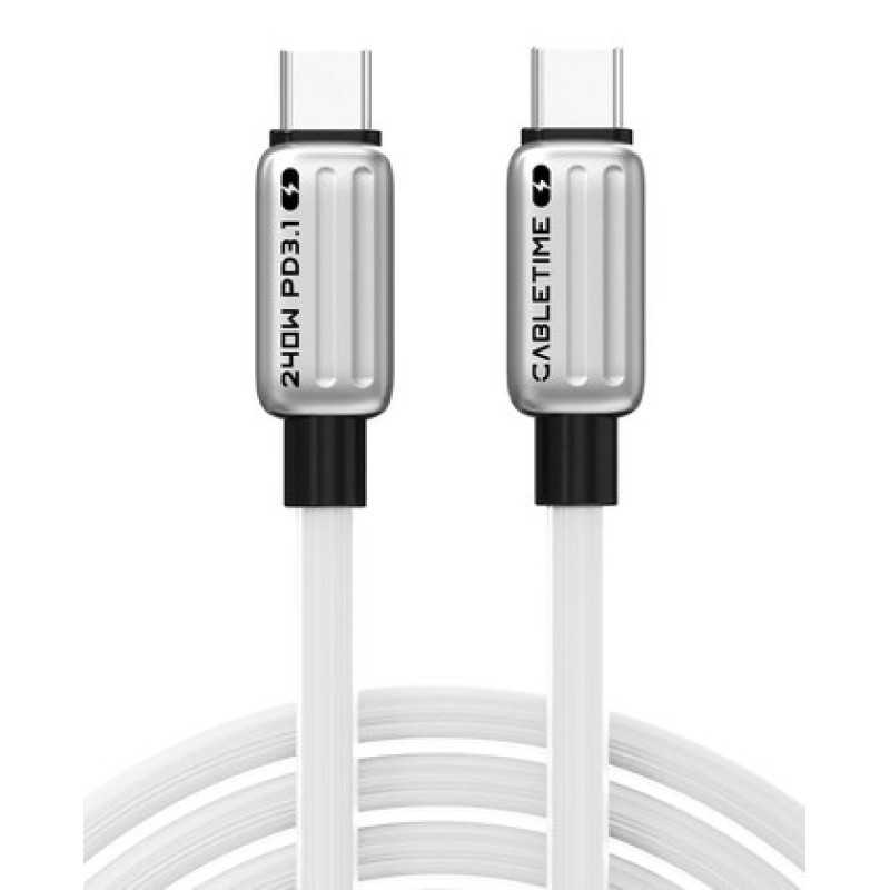 CABLETIME CABLETIME καλώδιο USB-C CT-CM240-ZSW2, 240W, 480Mbps, 2m, λευκό
