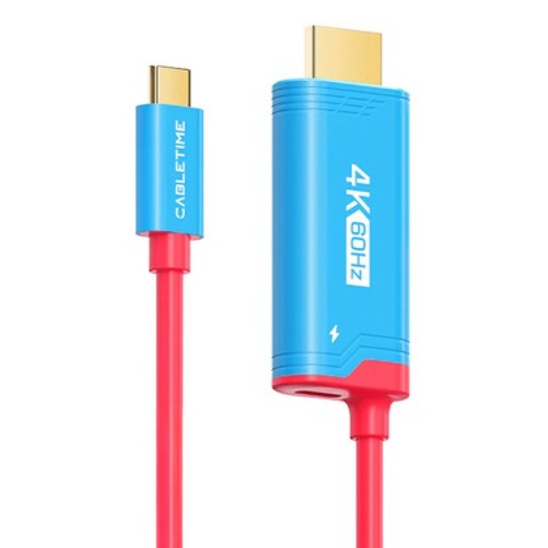 CABLETIME CABLETIME καλώδιο USB-C σε HDMI CT-CMHD4P, 4K/60Hz, PD100W, 2m, κόκκινο
