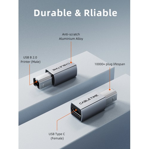 CABLETIME CABLETIME αντάπτορας USB-C σε USB Type B CT-CFBM2-AG, 480Mbps, γκρι