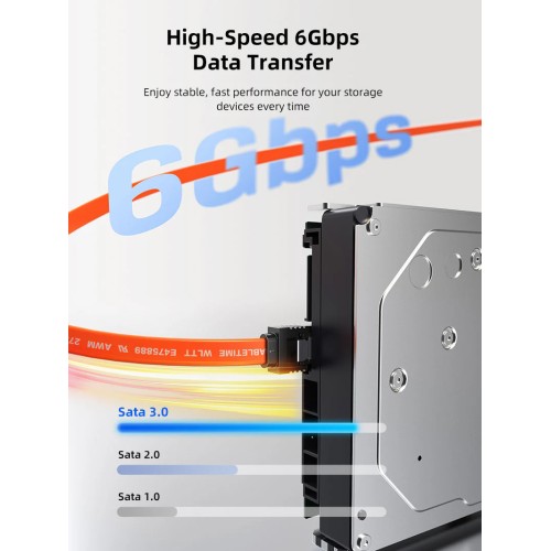 CABLETIME CABLETIME καλώδιο SATA III CT-SATA3, 6Gbps, 0.50m, πορτοκαλί