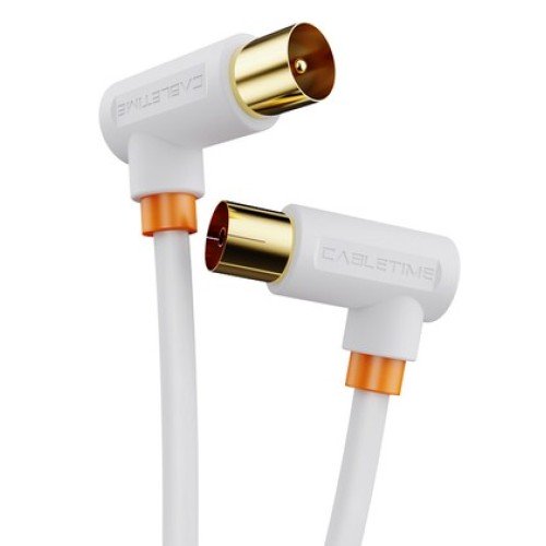 CABLETIME CABLETIME καλώδιο κεραίας CT-AV101-10, γωνιακό, 75 Ohm, 1m, λευκό