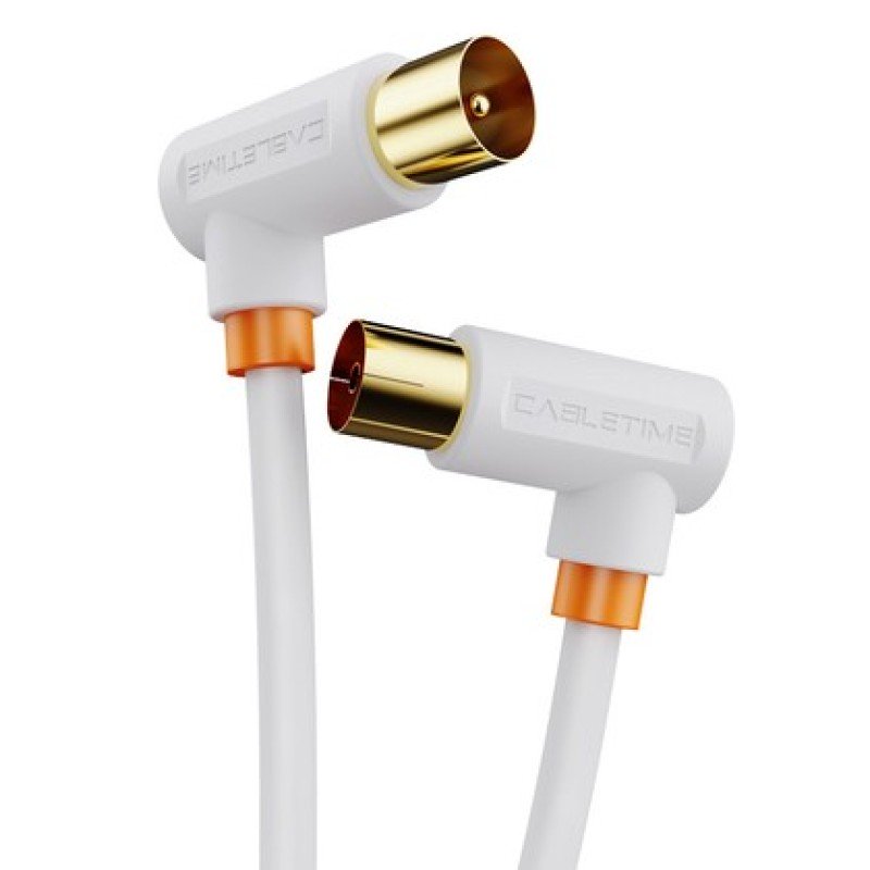 CABLETIME CABLETIME καλώδιο κεραίας CT-AV101-10, γωνιακό, 75 Ohm, 2m, λευκό