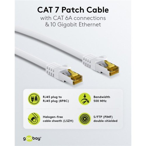 GOOBAY GOOBAY καλώδιο δικτύου 91094, CAT 7 S/FTP, copper, 500MHz, 3m, λευκό