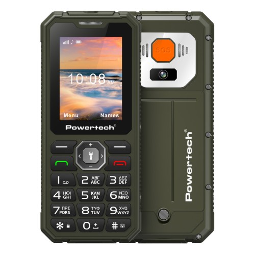 Powertech POWERTECH κινητό τηλέφωνο Sentry Armor, dual SIM, πλήκτρο SOS, 4G, IP67, χακί