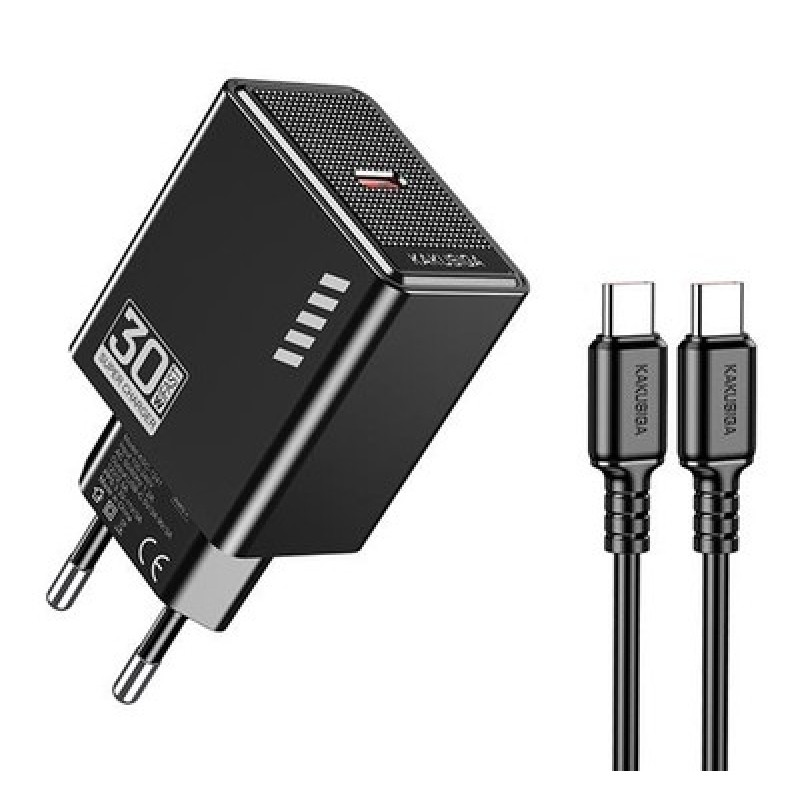 KAKUSIGA KAKUSIGA φορτιστής τοίχου KSC-1242 με καλώδιο USB-C, USB-C, 30W, μαύρος