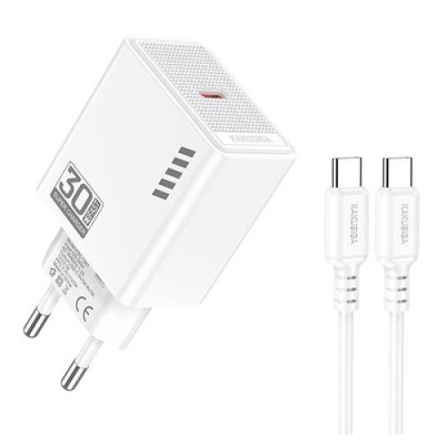 KAKUSIGA KAKUSIGA φορτιστής τοίχου KSC-1242 με καλώδιο USB-C, USB-C, 30W, λευκός