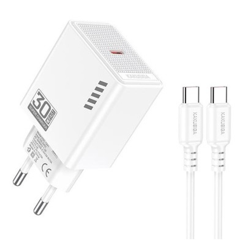 KAKUSIGA KAKUSIGA φορτιστής τοίχου KSC-1242 με καλώδιο USB-C, USB-C, 30W, λευκός