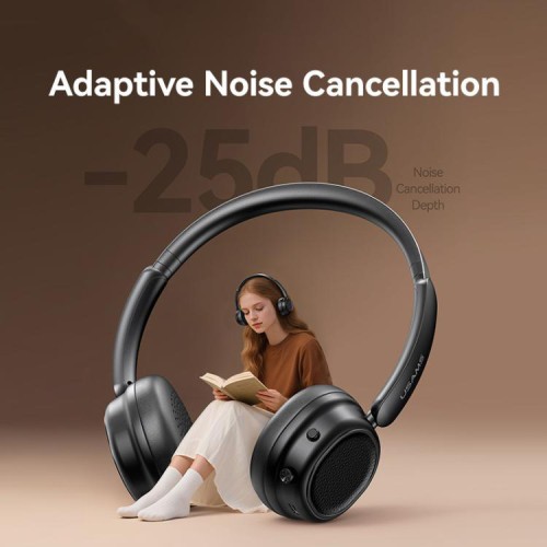 USAMS USAMS headphones SR01, ασύρματα, ANC, Φ40mm, 350mAh, μαύρα