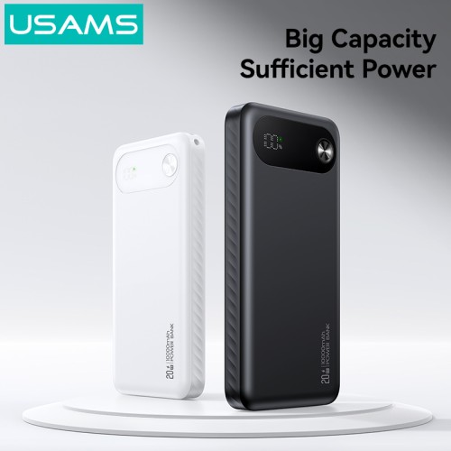 USAMS USAMS power bank CD249 με οθόνη, 3x θύρες εξόδου, 10000mAh, PD20W, μαύρο