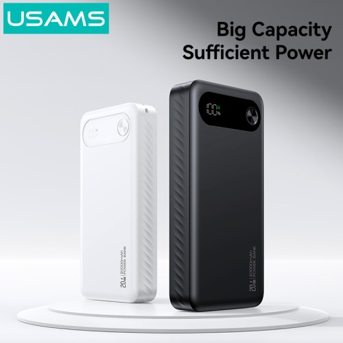 USAMS USAMS power bank CD251 με οθόνη, 3x θύρες εξόδου, 20000mAh, PD20W, μαύρο