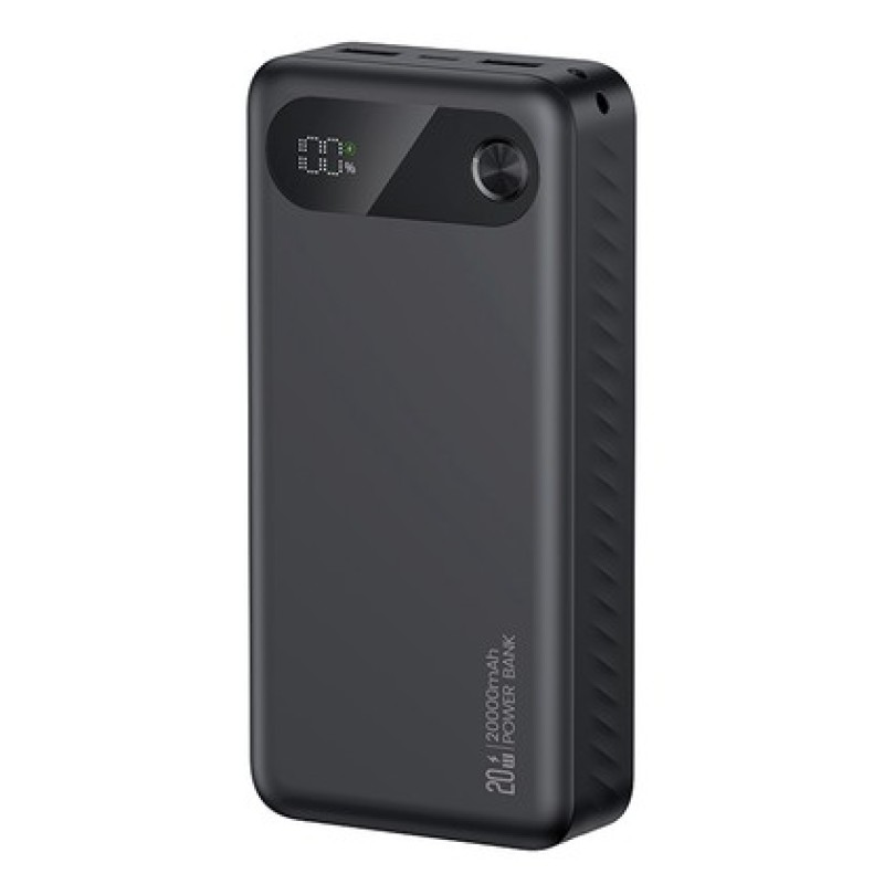 USAMS USAMS power bank CD251 με οθόνη, 3x θύρες εξόδου, 20000mAh, PD20W, μαύρο