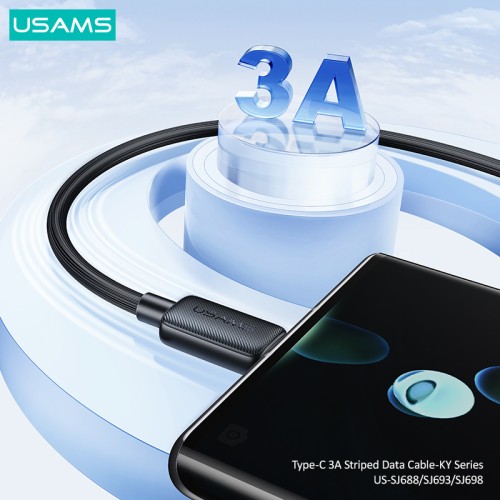 USAMS USAMS καλώδιο USB-C σε USB US-SJ693, 3A, 480Mbps, 2m, μαύρο